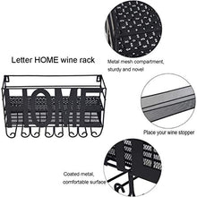 LANA Porta Vino Metallo Parete Scaffale Vino, 5 Bottiglie di Vino e 4 STEM portaocchiali con Sughero Bagagli, Mensola Vino for Bar/Cucina/armadi, Nero