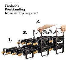 YunNasi Portabottiglie da Vino Impilabile in Metallo Cantinetta per 4 Bottiglie Scaffale Supporto per Bottiglie di Vino (Set di 2, Marrone)