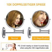 Specchio da trucco illuminato, montaggio a parete, ingrandimento 10x, specchio cosmetico e USB ricaricabile, touch screen a doppio lato, dimmerabile, illuminazione a LED, fissaggio senza fori