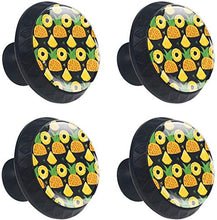Ananas giallo Kiwi Fruit Black Pomelli per Porta Set di 4 Pomelli per Mobili Manopole per Cassetti Cucina Armadio Vetro