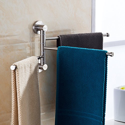 MBYW Portasciugamani Moderno Portasciugamani Elegante per Il Bagno di Moda 304 Acciaio Inox Spazzolato attività Rotante portasciugamani portasciugamani Bagno Bagno Asciugamano Appeso Pugno