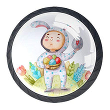 Set di 4 maniglie rotonde per armadio da cucina, credenza, cassettiera, cassettiera, con viti, per cucina, comò, armadietto, bagno, armadio, acquerello ragazzo prendere uova di Pasqua