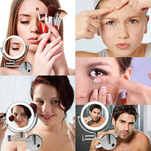 WZDD Specchio da Trucco da Parete 10X Ingrandimento, Specchio Cosmetico Ingranditore da Parete, Specchio Bagno con Luce LED, Allungabile per Bagno, Spa, Hotel