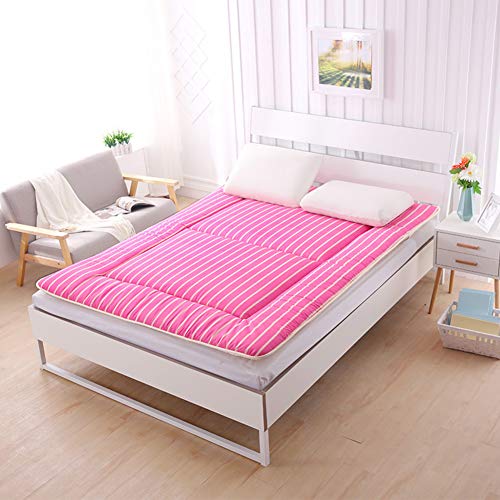Nileco Premium Soft Coprimaterasso,Addensare Trapuntato Coprimaterasso Pieghevole Futon Giapponese Tatami Tappetino Lavabile Materasso Sonno Non-Slip-Rosa 120x200cm(47x79inch)