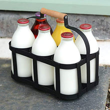 CKB LTD - Porta bottiglie di latte in filo di acciaio verniciato a polvere, può contenere 6 bottiglie di latte, da poggiare vicino alla porta, tradizionale, mis. 25 x 27 x 19 cm