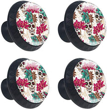 Halloween Rose Sugar Skulls Pomelli per Porta Set di 4 Pomelli per Mobili Manopole per Cassetti Cucina Armadio Vetro
