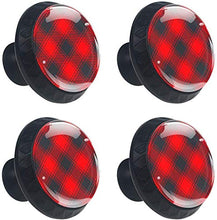 Buffalo Plaid Pattern Rosso Nero Inclinato Pomelli per Porta Set di 4 Pomelli per Mobili Manopole per Cassetti Cucina Armadio Vetro