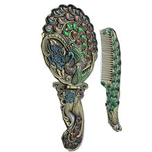 WM Pettine E Specchio 2 Pezzi retrò Pieghevole Specchio Trucco Peacock Metallo Portatile Piccolo Specchio Pettine Set Regalo mirror-10.20
