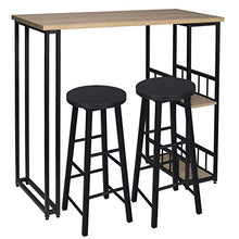 WOLTU Tavolo Alto da Bar con 2 Sgabelli Bancone per Cucina in Acciaio Legno BT25hei+BH130sz-2