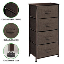 mDesign Comodino in stoffa – Organizer pratico con 4 cassetti – Cassettiera ideale per la camera da letto o per stanze piccole – marrone scuro