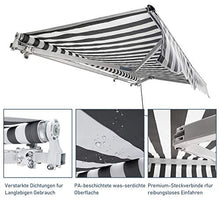 TolleTour Tenda da Sole, Tenda da Sole a Bracci Estensibili, Tenda da Sole per Esterno, Tende da Sole per Esterno Avvolgibili, Protezione dal Sole, 350 x 300cm, Grigio e Bianco