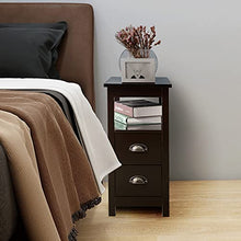 Q-HL Comodino Tavolino retrò Comodino con 2 Cassetti Divano Tavolino Robusto Notturno Stand Gabinetto Facile Assemblaggio per Soggiorno Ufficio Camera da Letto, Marrone