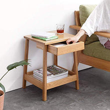 DGHJK Mobili per la casa, tavolino da Salotto in Legno massello con cassetto Tavolo da Soggiorno Moderno Nordico angolare a 2 Ripiani Comodino Camera da Letto