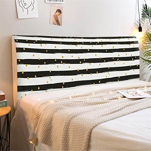 Fansu Copertura Testiera Letto Singolo/Matrimoniale, Stampa Elastica Antipolvere All-inclusive Copertura per testiera per Letto, Decorazione per Camera da Letto (Strisce nere,180cm)
