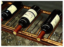 Alqn Portabottiglie da parete Scaffale di stoccaggio in ferro metallico nel bar Loft Soffitto a parete Appeso Vino Calici in vetro Champagne Calici Portabottiglie Portabottiglie da vino Multi-Size,Br