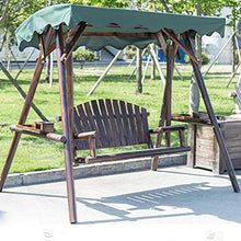 DGHJK Altalena Portico con Supporto Mobili da Esterno Sedia a Dondolo Altalena in Legno massello da Esterno, Tetto in Tela Cerata Leva Regolabile Tavolino reclinabile