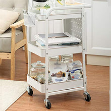 WangQ Rack da Cucina in Acciaio al Carbonio a Tre Piani Carrello portaoggetti Mobile conveniente Rack di Grande capacità Bianco 45X32.5X76CM carrellino Cucina (Color : A)