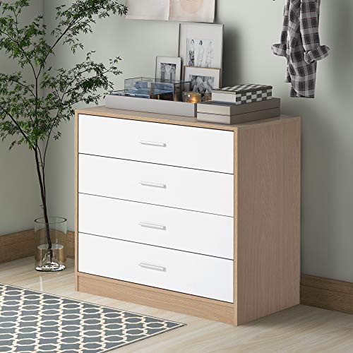 WGYDREAM Comodino Cabina Armadio da Comodino Bianco E Quercia Cassettiera con Manici in Metallo E Corridori per Camera da Letto Soggiorno del Bagno
