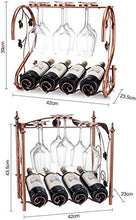 JXXDQ Wine Rack Vino del Metallo del Supporto della Cremagliera di Vetro di Vino Calici Calici Rack, Contenere Fino A 4 Bottiglie di Vino E 6 Tazze (Color : A-42x23.5x39cm)