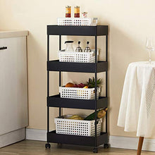 LYM &ripiano di stoccaggio Cucina Scaffale, Multi-Funzione Domestica Storage Rack da Terra Carrello con Ruote scaffalatura a 4 Strati Scaffale di Finitura
