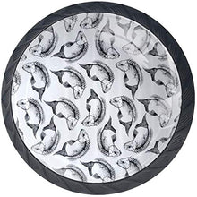 Dead Fish Bones Marine Creatures Fin Gills Sketchy Pomelli per Porta Set di 4 Pomelli per Mobili Manopole per Cassetti Cucina Armadio Vetro