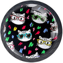 Cartoon Cat Head withes Black Pomelli per Porta Set di 4 Pomelli per Mobili Manopole per Cassetti Cucina Armadio Vetro