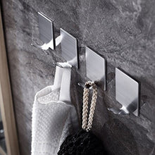 Morbuy Ganci Adesivi, 4 Pezzi Mini Ganci in Acciaio 304 Inox Impermeabile 3M Autoadesivo Gancio Appendiabiti a Parete Porta Portasciugamani Cucina Bagno (4PC Quadrato Stile A)