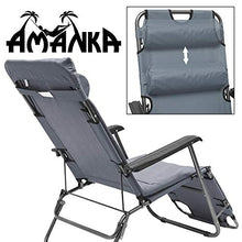 AMANKA Sedia a Sdraio Pieghevole | Prendisole con Comoda Imbottitura Removibile 178 cm + poggiatesta + poggiagambe + Schienale reclinabile | Grigio