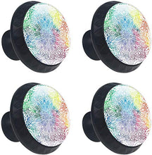 Fiore Mandala Design in stile orientale Pomelli per Porta Set di 4 Pomelli per Mobili Manopole per Cassetti Cucina Armadio Vetro