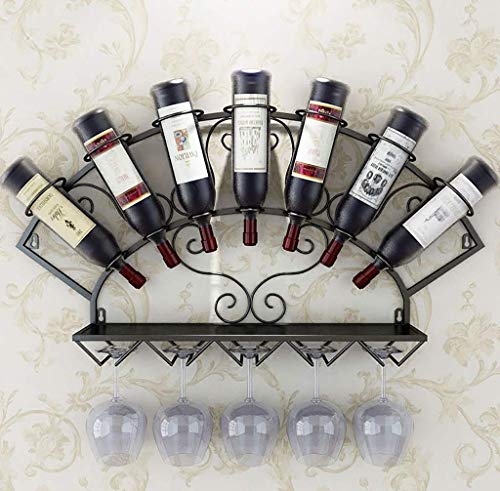 KDMB Cremagliera del Vino da Appendere Europea Ventilatore da Appendere in Ferro Portabottiglie Decorazione cremagliera Bar, Ristorante, Cucina Appendiabiti in Vetro (Colore: B)