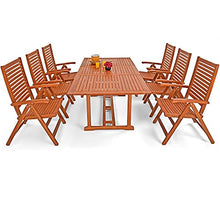 Deuba Set Unikko 6+1 sedie Schienale Alto e Tavolo in Legno d' eucalipto Certificato FSC® 7 pz Legno dinette da Giardino