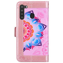 ikasus Cover Compatibile con Samsung Galaxy A21S Custodia Motivo Floreale Custodia a Portafoglio in Pelle PU con Cavalletto e Custodia a Libro,Oro Rosa