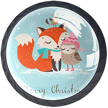 Cute Christmas Fox and Owl Pomelli per Porta Set di 4 Pomelli per Mobili Manopole per Cassetti Cucina Armadio Vetro