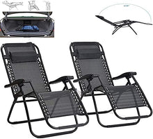 PAKUES-QO Reclinabile Set 2 Pezzi Sedie Pieghevoli Zero Lettino Prendisole Reclinabile, per Giardino con Patio in Spiaggia, Campeggio