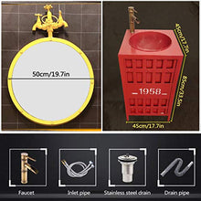 ZTGL Mobile da Bagno Industriale con Lavabo Combinato, Mobile da Bagno con Lavabo da Terra, 45x45x85 cm,Giallo,with Mirror