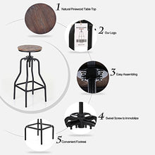 IKAYAA Industriale Sgabello Altezza Regolabile Sgabello Stile Vintage Industriale Sgabello da Cucina