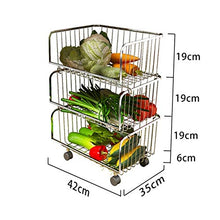 YIN YIN Carrello per ripiani Carrello for ripiani ， Scaffali da cucina Armadietti in acciaio inossidabile di grande capacità Soggiorno Negozio di frutta Cestino for frutta e verdura, 42X35X44 CM Carre