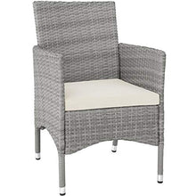 tectake 2x Pezzi Sedie da Esterno, Poli Rattan Poltrona da Giardino, Set 2x Rivestimenti per Cuscini, Viti in Acciaio Inox, Grigio Chiaro