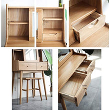 Camera Da Letto Tavolo Da Trucco Tavolo Cosmetici Per Le Donne,Legno Massello Tavolo Da Toeletta 2 Cassetti E Specchio,Scaffali Di Stoccaggio,Assemblaggio Facile-Naturale 66x43x122cm(26x17x48inch)