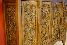 Mobile in legno massiccio SIAM II – 80 x 96 cm comò in legno di acacia con intaglio (coloniale)