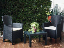 Dmora Salottino per Interno ed Esterno Composto da: 2 poltrone ed 1 tavolino, con Cuscini, Made in Italy, Color Antracite