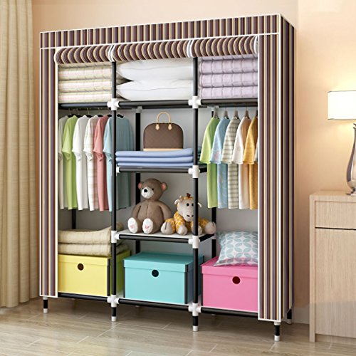 Mmm& Doppio Armadio Moderno Semplice Adulto Moderno di plastica del Tubo d'Acciaio del Guardaroba dell'Armadio (Colore : #6, Dimensioni : B)