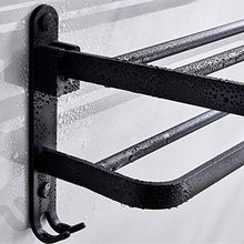 JRMM Porta Asciugamani Bagno da Parete con Mensola Portasciugamani Bagno da Muro Porta Salviette Doppio, Alluminio, Nero Opaco22.6 inch