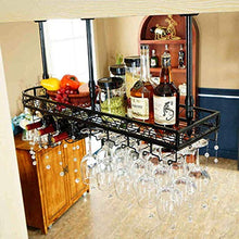 Wine Rack, cremagliera del vino supporto di vetro di vino di cristallo del pendente creativo Altezza regolabile a soffitto Hanging Rack Wine Bottle Holder Metallo Ferro Vetro di vino a Bar Kitchen Clu