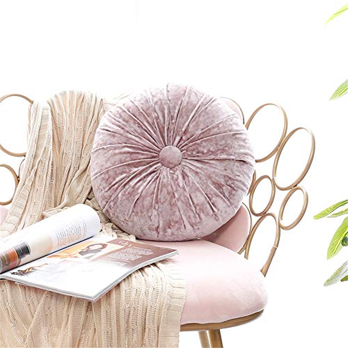 Nicole Knupfer, cuscino rotondo in velluto, cuscino per sedia da giardino, cuscino per schienale, cuscino decorativo per interni ed esterni (rosa)