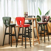 Yxsd - Sgabello da bar con schienale alto, gambe in legno di faggio e seduta in finta pelle, altezza per pub, sedia a cassiere KTV, colore: nero, dimensioni: 78 cm