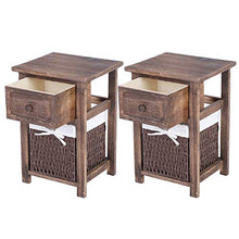 Dsrgwe Comodini Set di 2 Shabby Chic Wooden Wooden Night Stand Storage unità Armadi con Cassetti E Cestino Brown