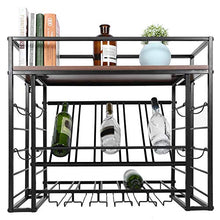 Cassetta per vino da parete in stile industriale con un porta bicchiere in basso, facile da montare, molto adatto per gli amanti del vino e può essere utilizzato in case e torce.