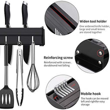 duoledaeu Porta Utensili da Cucina da Parete con 6 Gancio,40cm Barra Portautensili Cucina Appendi Mestoli da Cucina, Porta Mestoli da Cucina con Colla Brevettata & Autoadesivo,Alluminio, Nero