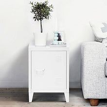 BAKAJI Mobiletto Armadietto Comodino in Metallo 2 Ripiani con Anta Dimensione 57 x 40 x 30 cm Arredamento Casa Ufficio (Bianco)